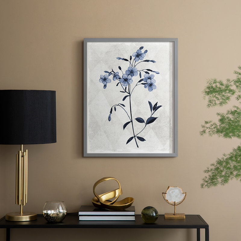 Harlequin Botanical III, reproduction encadrée - bois massif, H 11 po x l 9 po, Gris