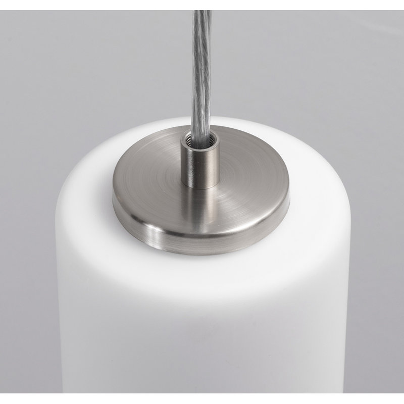 Luminaire suspendu tambour 1 lumière Leo, Nickel satiné