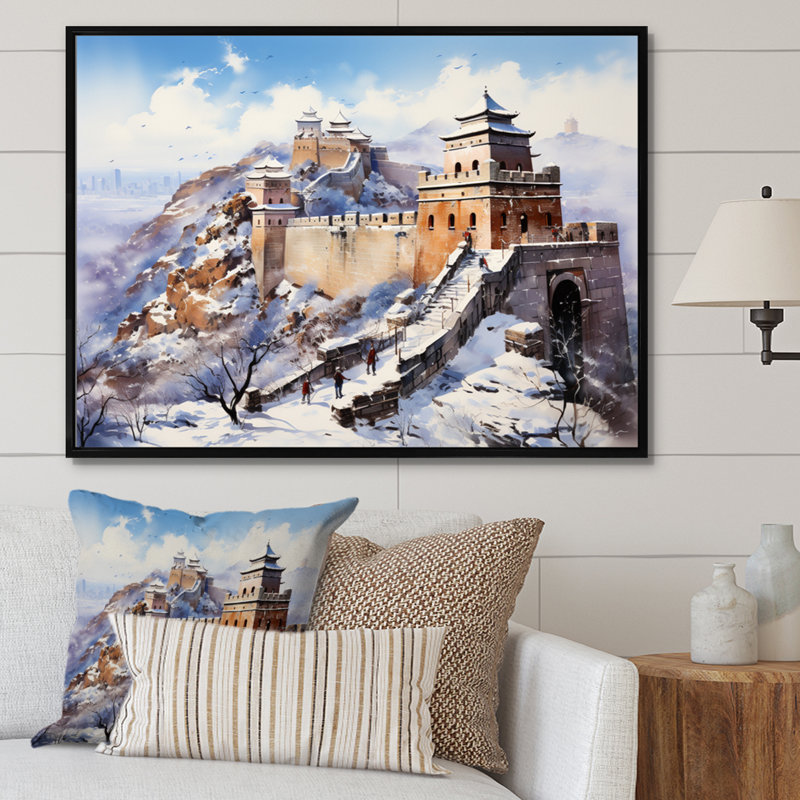 Paysage asiatique II sur toile, H 34 po x l 44 po x P 1,5 po, Cadre flottant noir
