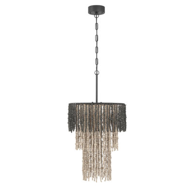 Ombre Beaded Wood 3-Tier Chandelier