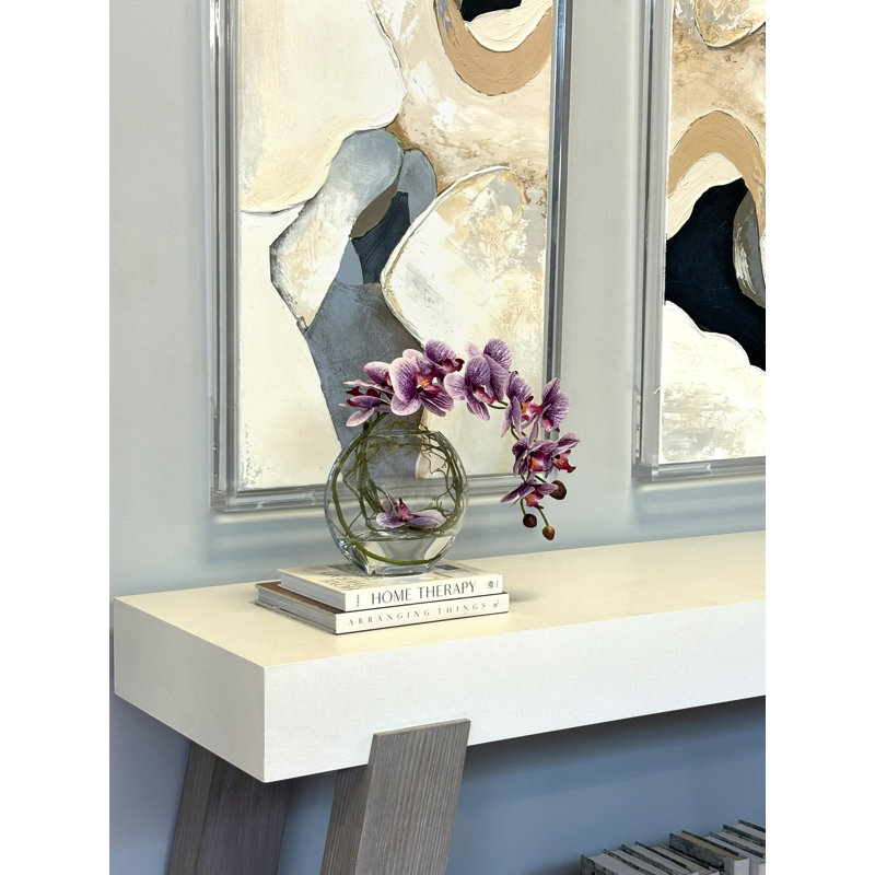Orchid and Vine Arrangement in Glass Vase, Purple