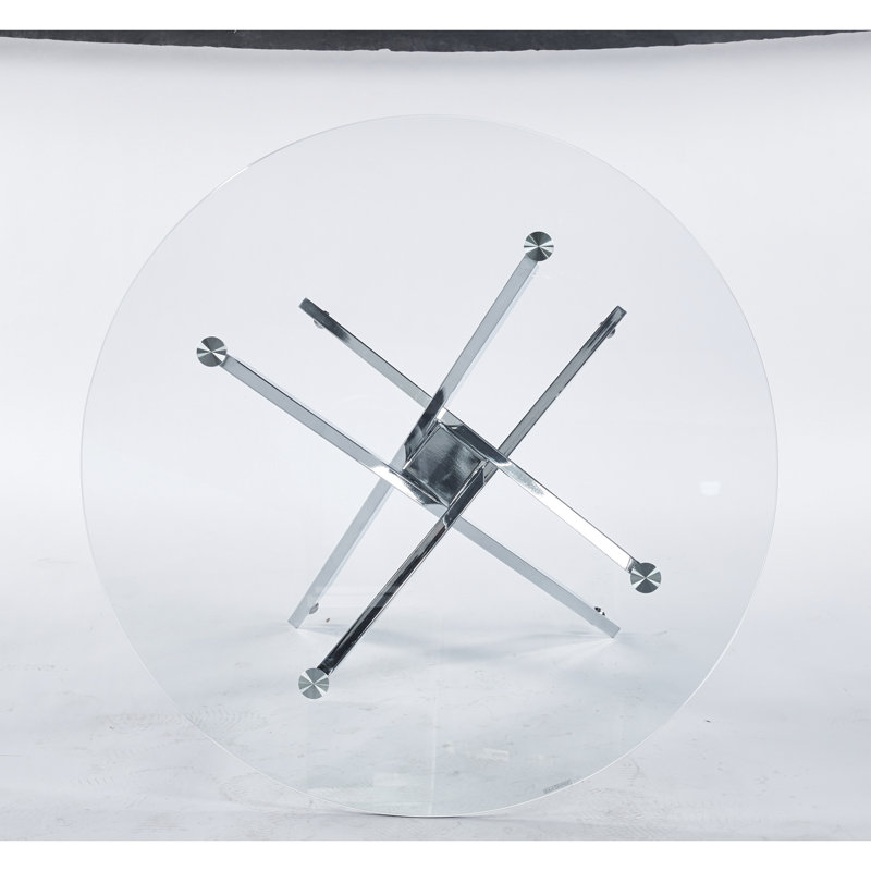 Table moderne à économie d'espace avec verre trempé et pieds en métal