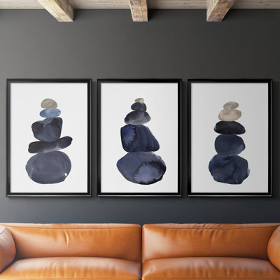 Camp Cairn I  -Custom Framed  Wrapped Gallery Canvas - 3 Pieces