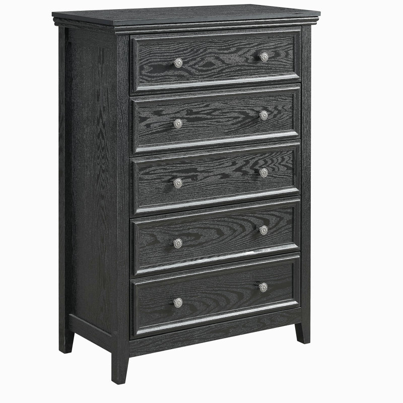 Commode 5 tiroirs Modern, commode à tiroirs, rangement pour vêtements et armoire de rangement pour le salon, rangement pour la commode, noir