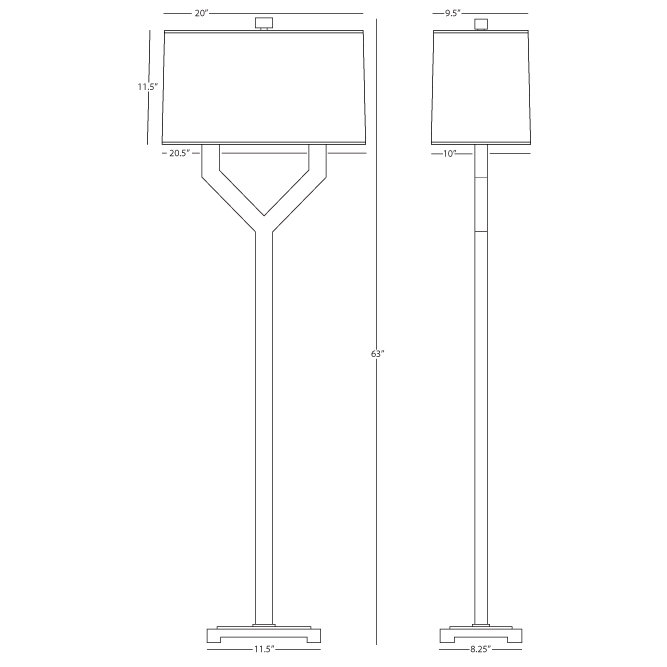 Valerie Floor Lamp, Vintaged Brass, White
