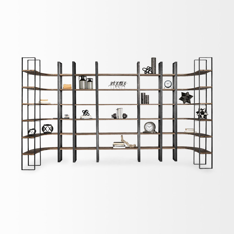 Corner Bookcase, Black/Dark Brown