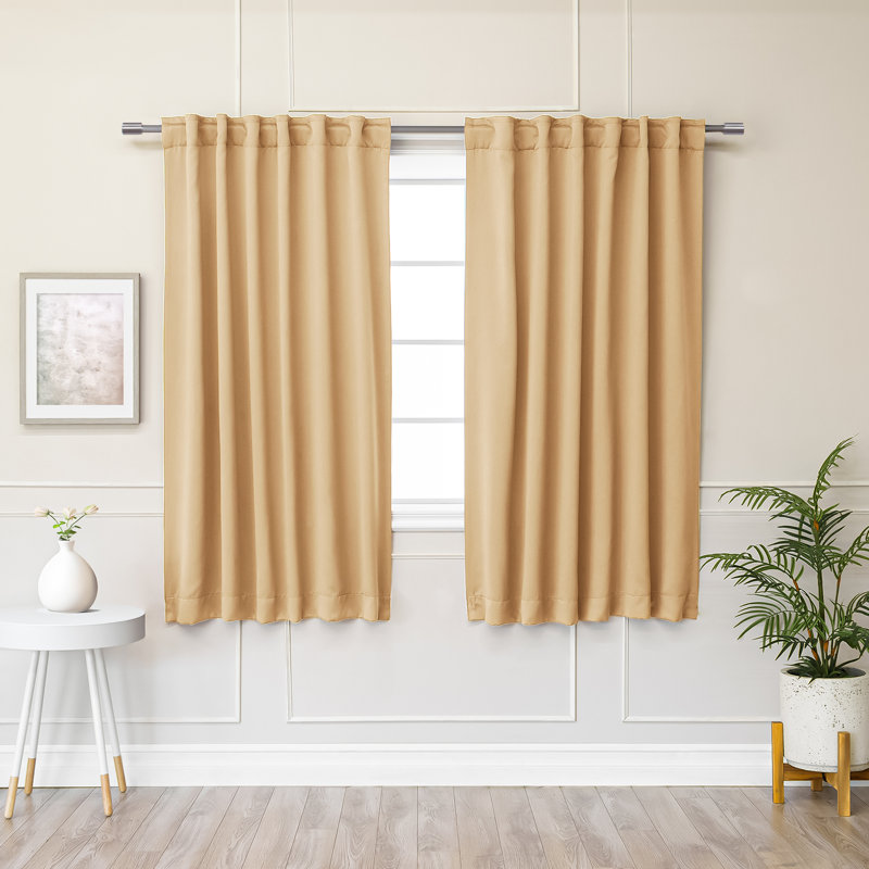 Bantam Solid Blackout Thermal Rod Pocket Curtain Panels, Sunlight, 52" W x 63" L