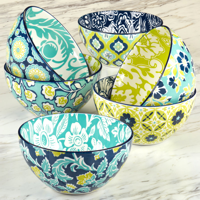 Multicolor Ceramic 30 oz Microwave Safe Dessert Bowls Set