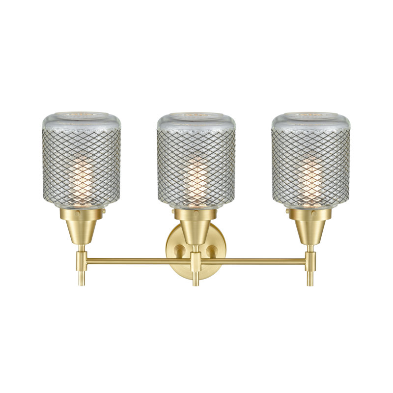Éclairage pour meuble-lavabo à 3 lumières à intensité variable Gayle, Blanc mat, Ampoule DEL rétro 4 watts, Laiton satiné
