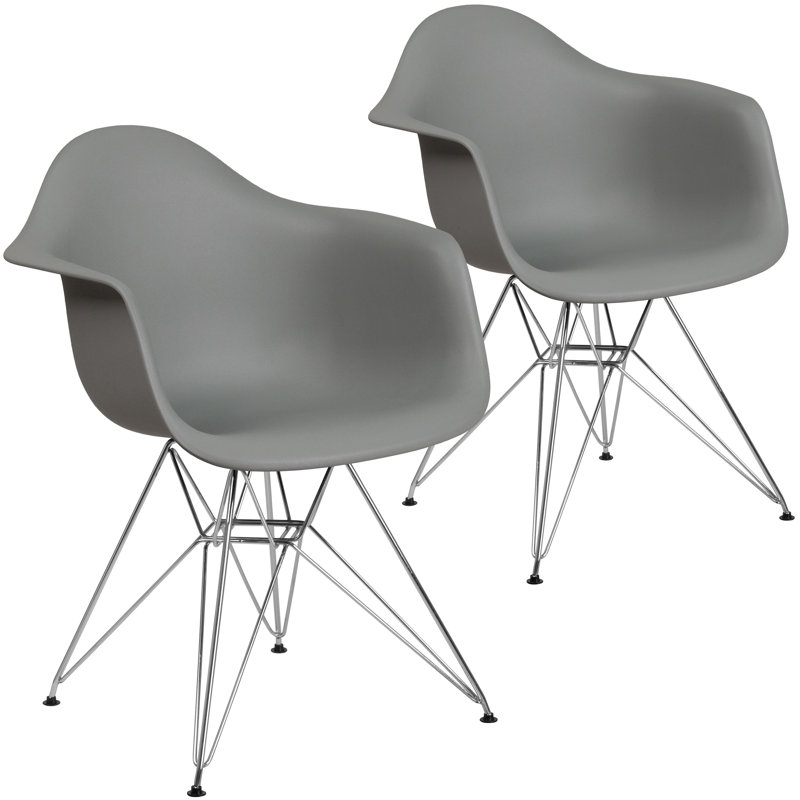 Chaise en plastique Herculaneum avec base chromée, Gris