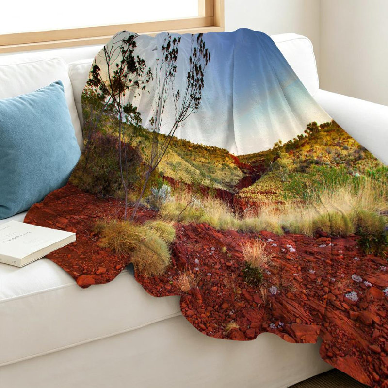 Jeté en molleton doré ultra doux en flanelle, imprimé National Park Western, Throw 40" x 50"