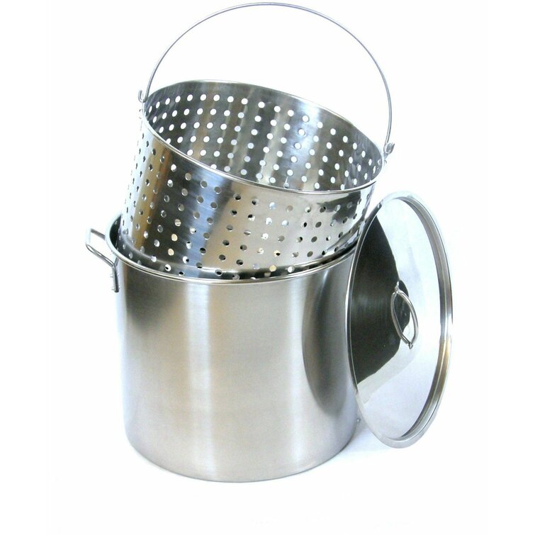 CONCORD Stainless Steel Stock Pot w/Steamer Basket. Cookware great for  boiling and steaming (80 Quart)