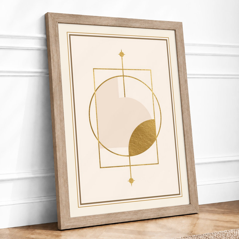 Golden Geometry Minimalist - Framed Print, A1 - 84.1 x 59.4 cm, Oak