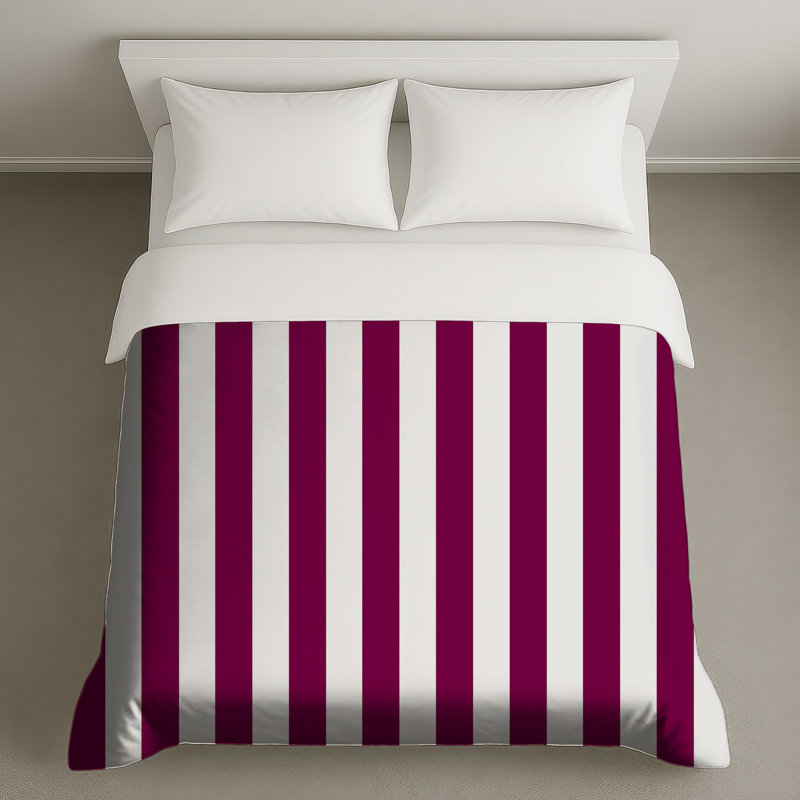 White Purple Stripes Duvet Covers, Très grand lit