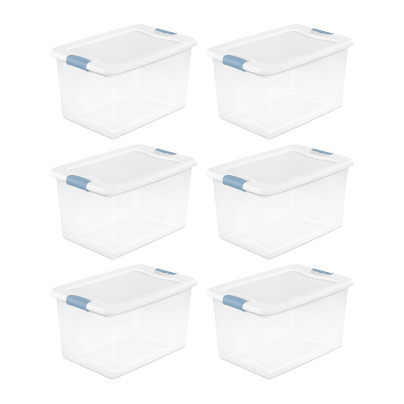 64 Quart Clear Plastic Stackable Storage Bins with Latching Lids