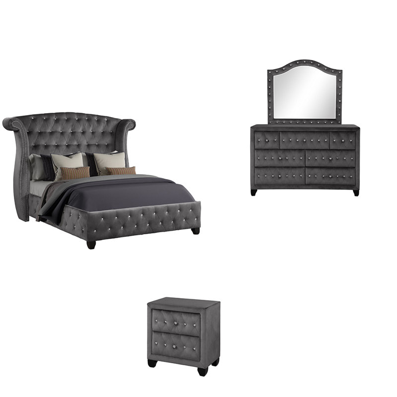 Ensemble de chambre à coucher Deferrell gris pour chambre à coucher