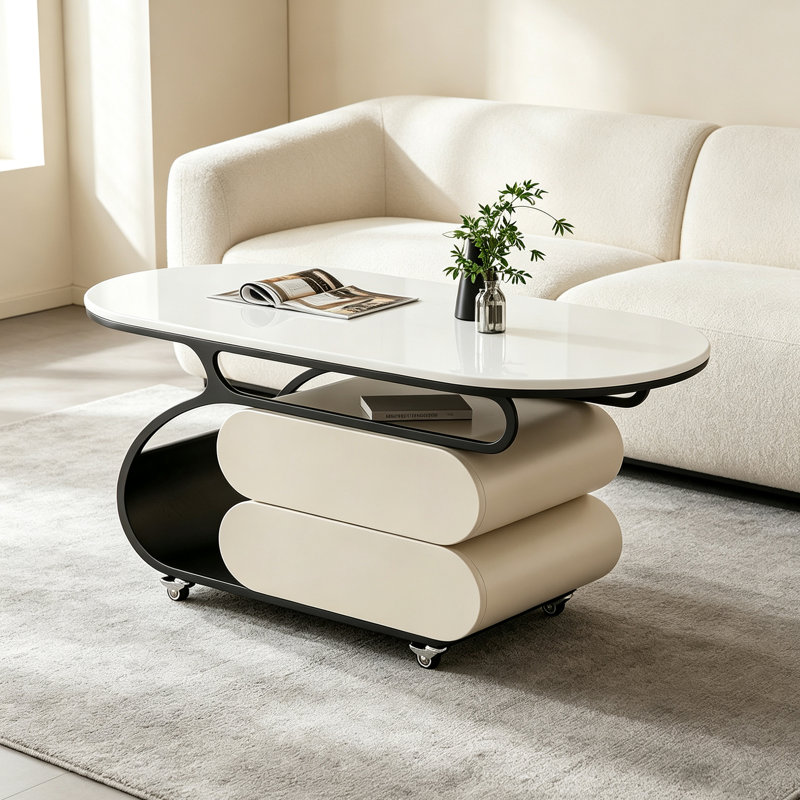 Table basse mobile en ardoise avec rangement, H 17,71 po x l 31,49 po x P 15,74 po