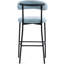 Tabouret de bar bleu à dossier ouvert de 26 po avec siège souple, base noire et repose-pieds, de 2 pour la cuisine, le salon ou le bureau, dossier moderne, coussin, structure en métal, bureau, meuble-lavabo