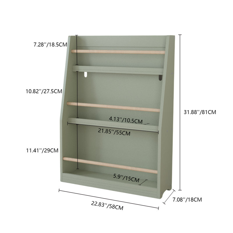 31.88 H X 22.83 W Bookcase, Green