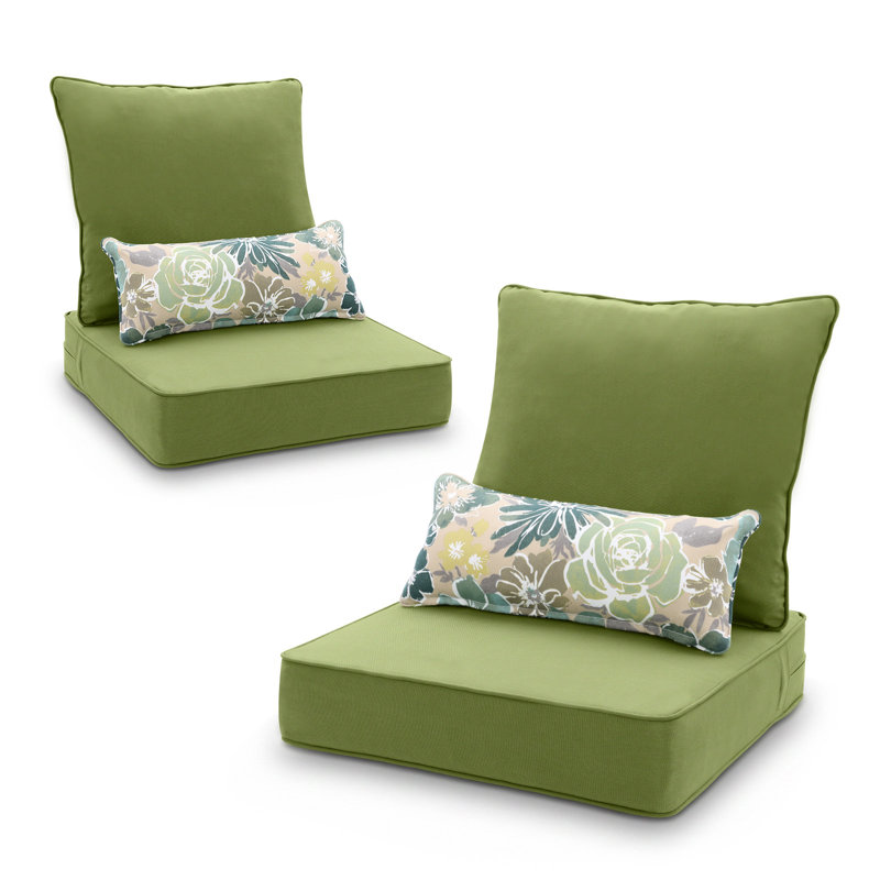 Outdoor Deep Seat Chair Cushion Set, Green, 22" W x 24" D