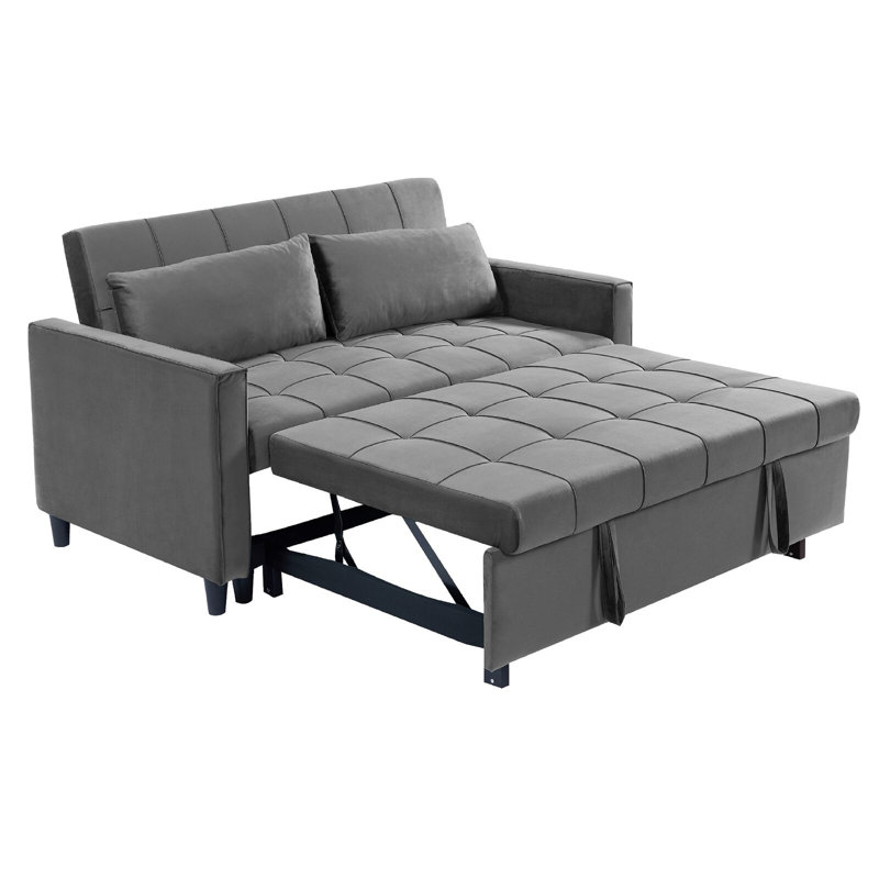 Buncombe 2 Seater Velvet Sofa Bed, Grey