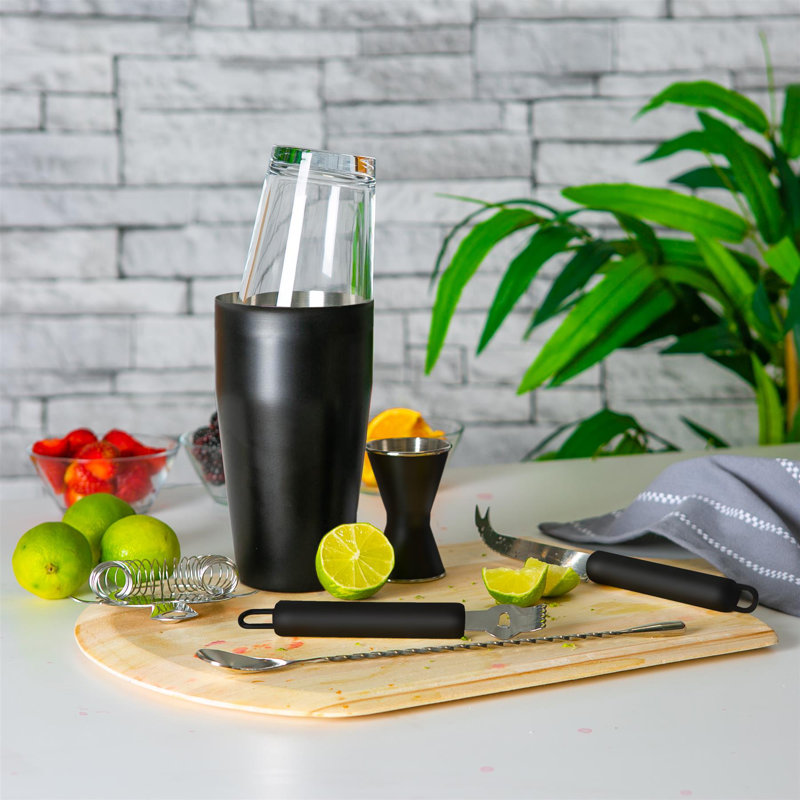 Margarita Glass Cocktail Shaker Set, Silver