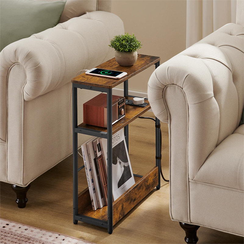 Antioch Floor Shelf End Table, Brown, Black