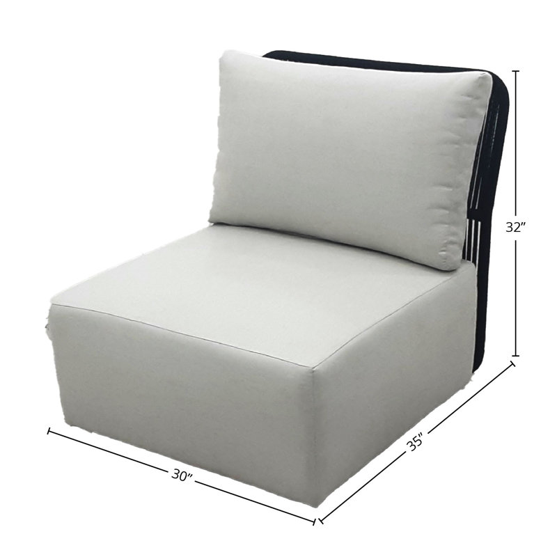 30'' Wide Square Powder Coated Steel Patio Sectional with Cushions