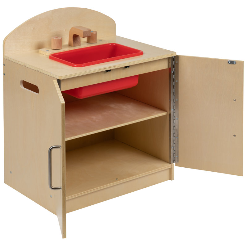 Noelle Children's Wooden Kitchen Sink with Turnable Knobs for Commercial or Home Use