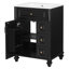 Meuble-lavabo autoportant de 61 cm (24 po) avec lavabo, tiroir rabattable, 3 tiroirs et armoire de rangement, noir