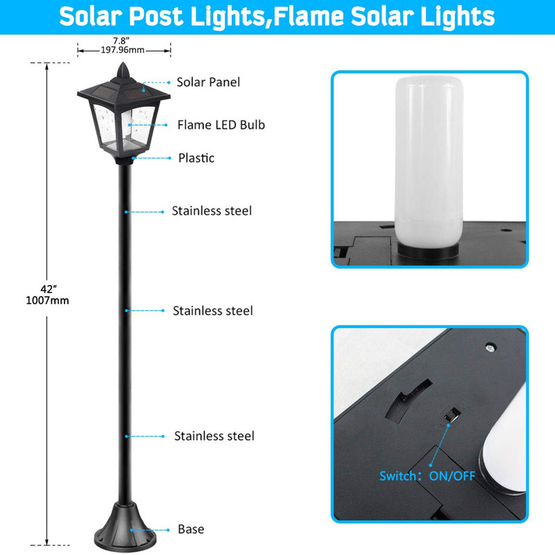 Lampadaire à DEL à énergie solaire intégré 1 lumière 40 po H (double) Fleet