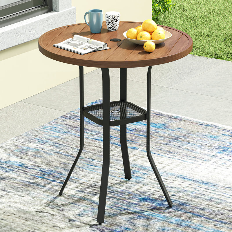 Table de bar d'extérieur ronde 35,4 po Readus, Noyer