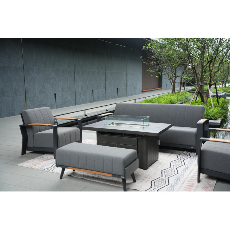 7 - Person Patio Conversation Set with Cushions, Gray
