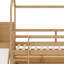 Lit mezzanine en forme de maison avec glissoire de divertissement, tablettes de rangement et lumières-130830259