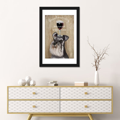 Impression sur toile tendue Fab Funky «Dog Au Vin with Schnauzer»