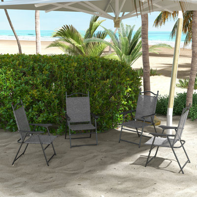 Chaises de patio modernes pliantes - Fauteuils d'intérieur et d'extérieur toutes saisons - Ensemble de chaises de camping pliantes 4 pièces