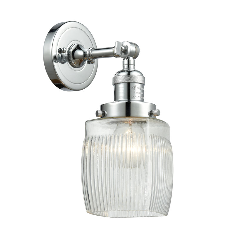 Applique murale 1 lumière pour salle de bain Mireya, Ampoule incandescente rétro de 60 watts, Chrome poli
