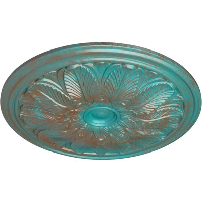 Endurathane Bordeaux Ceiling Medallion, 22 5/8"OD x 1 3/4"P (Fits Canopies up to 3 1/4"), Hand-Painted Copper Green Patina Finish
