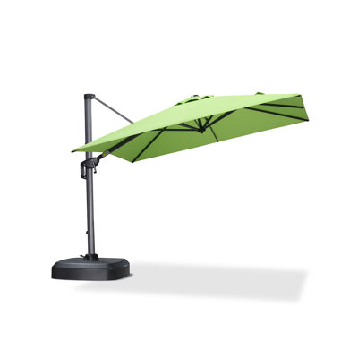 Parasol de patio 8 'x 8' avec base pour piscine Parasol de jardin en porte-à-faux décalé de 7 'de haut avec rotation à 360 ° pour le bord de la piscine