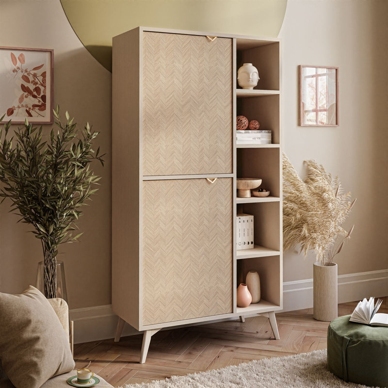 Daking 160cm H x 80cm W Standard Bookcase, Sand Beige