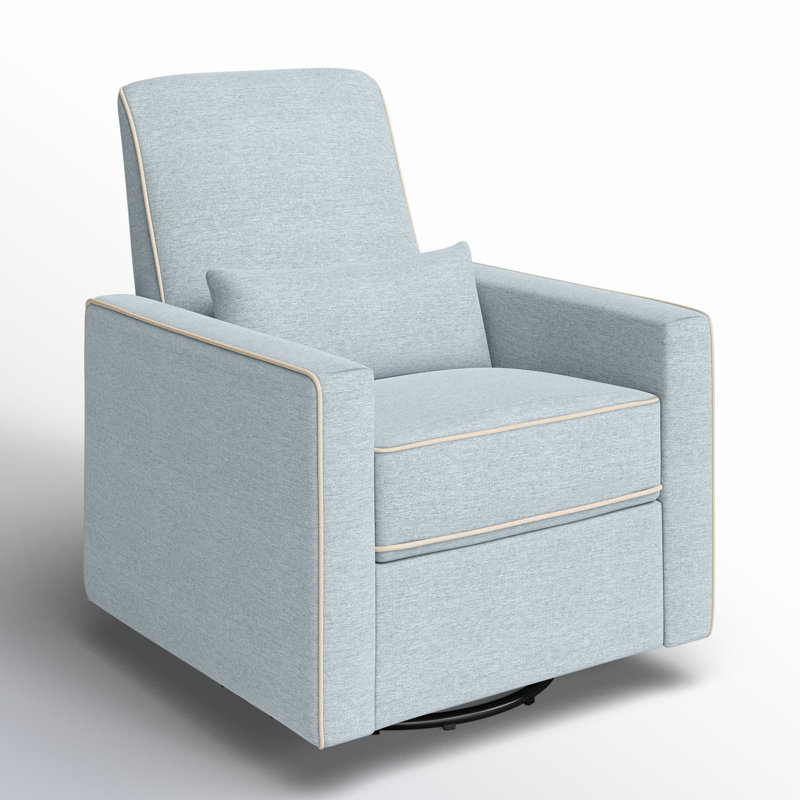 Heathered Blue Swivel Recliner with Cream Piping