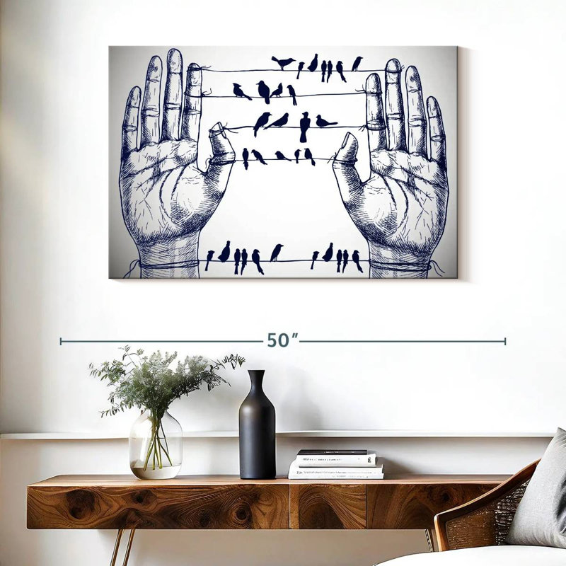Birds On Hand Wires, 26" H x 39" W