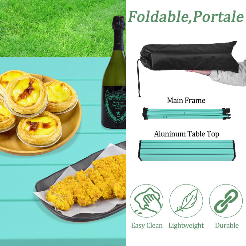 Small Lightweight Aluminum Folding Camping Table with Carrying Bag