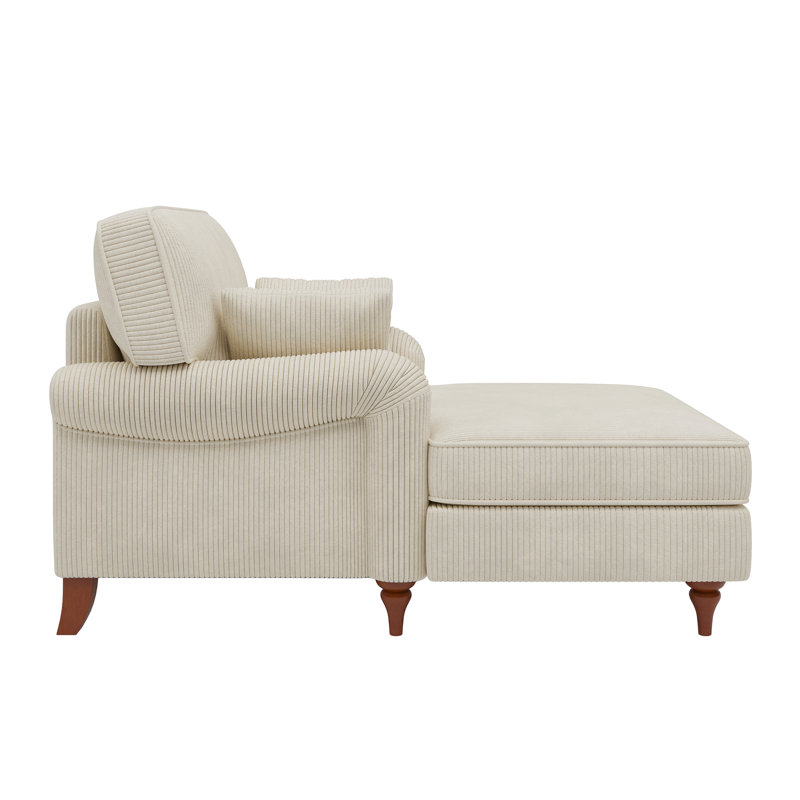 Chaise longue d'intérieur Nelora avec tissu velours côtelé et mousse haute densité