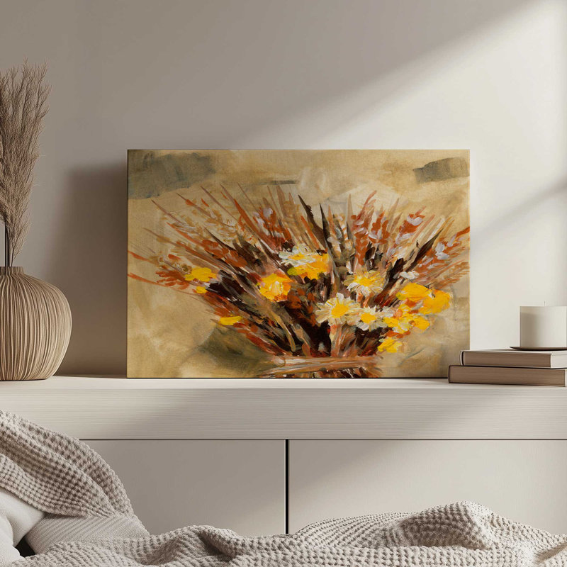 «Crimson & Yellow Ochre Offrant I» par Melissa Wang, reproduction d'art sur toile, H 18 po x l 24 po