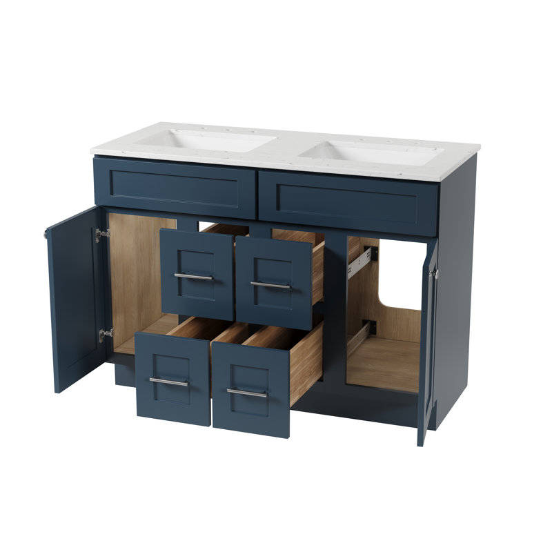 Tiroir de meuble-lavabo double 48 po Disar, Bleu