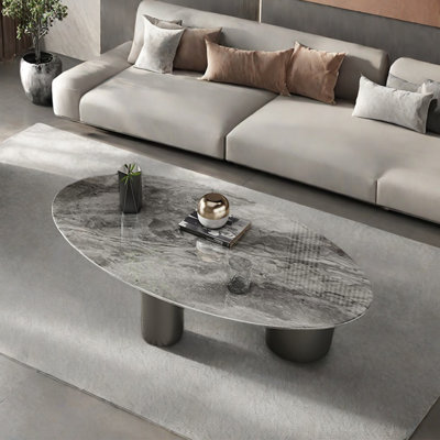 Table basse moderne ovale en pierre micro-cristalline