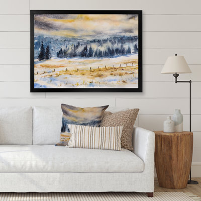 Paysage d'hiver avec des arbres enneigés - Peinture sur toile