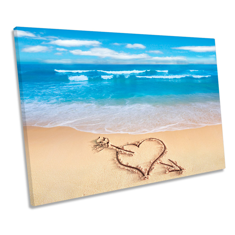 Beach Love Heart Sand - Wrapped Canvas Print