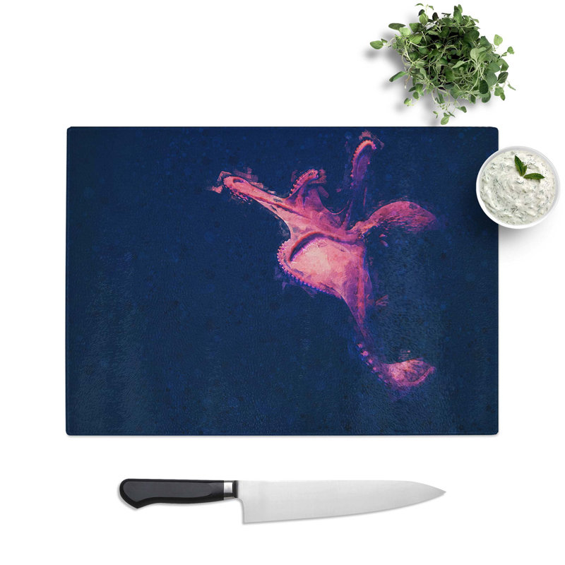 Tempered Glass The Octopus in Abstract Chopping Board, 39 cm W x 28.5 cm L